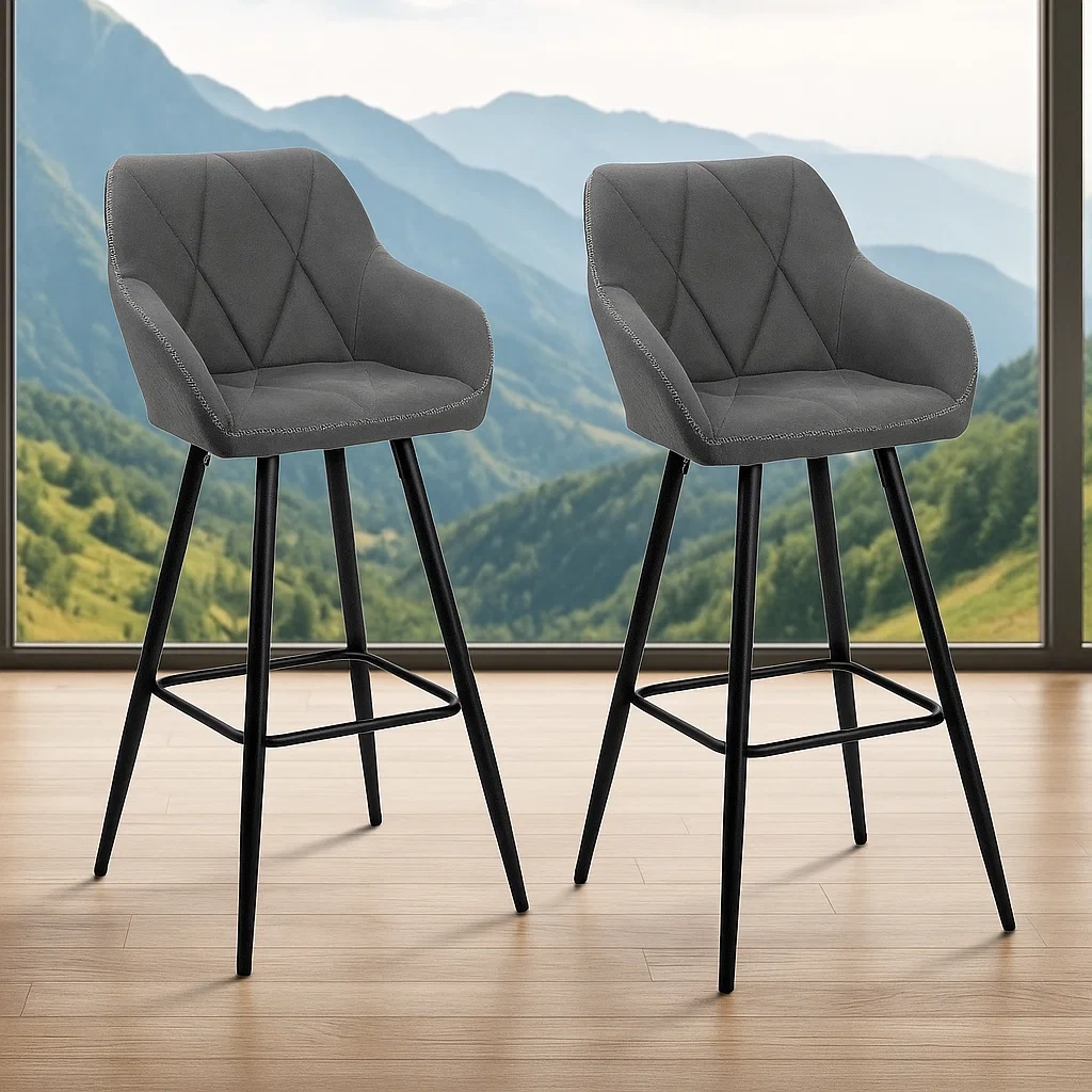 Grt barbord og skammelst i polyester og metal til kkken eller spisestue, 5450103 cm - hWGvlxrYzugc
