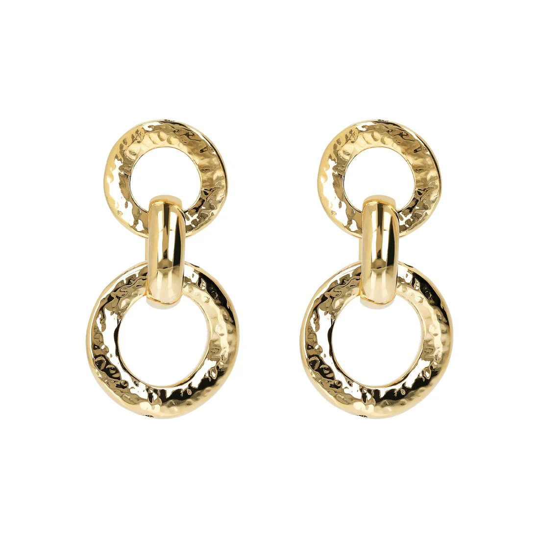 Orecchini pendenti Etrusca Gioielli martellati con anelli graduati WSET00735.YG