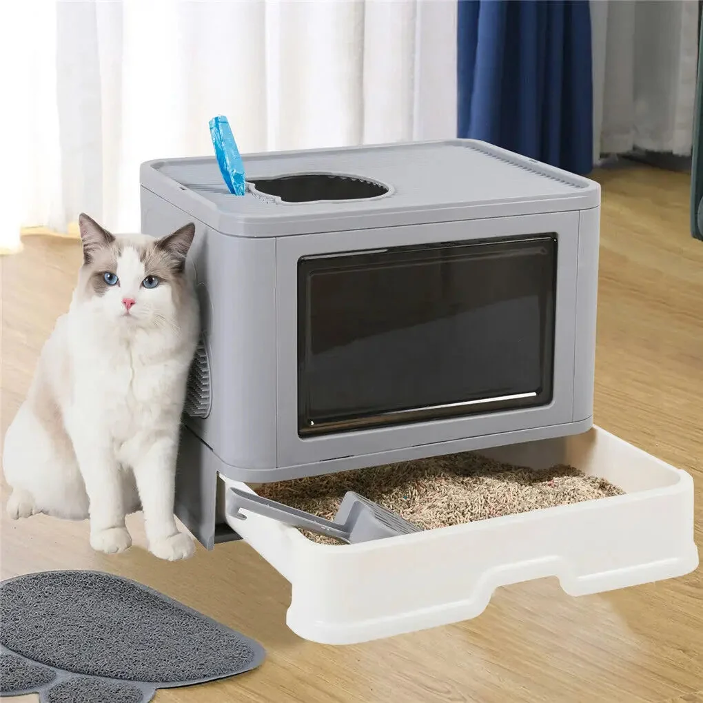 Foldable Cat Litter Box �C Dual-Entry Design, Fully Enclosed & Easy Clean