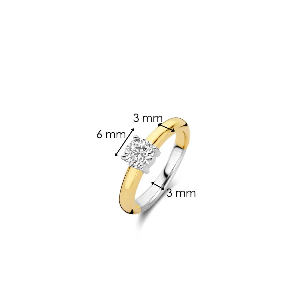 Anello Ti Sento Milano solitario con zircone dorato giallo 1463ZY