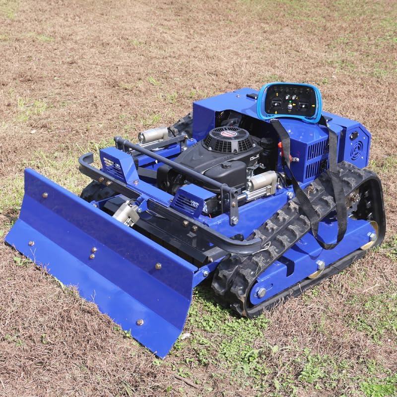 Mähroboter-Rasenmäher für Raupen, ferngesteuert, 4 × 4, Hybrid, Benzin-Elektro, Schnitt 21,6 Zoll, RC-Mähroboter für Steigungen 100% (45°) – Mähfläche 0,75 Acres (Modell mit Schneepflug)