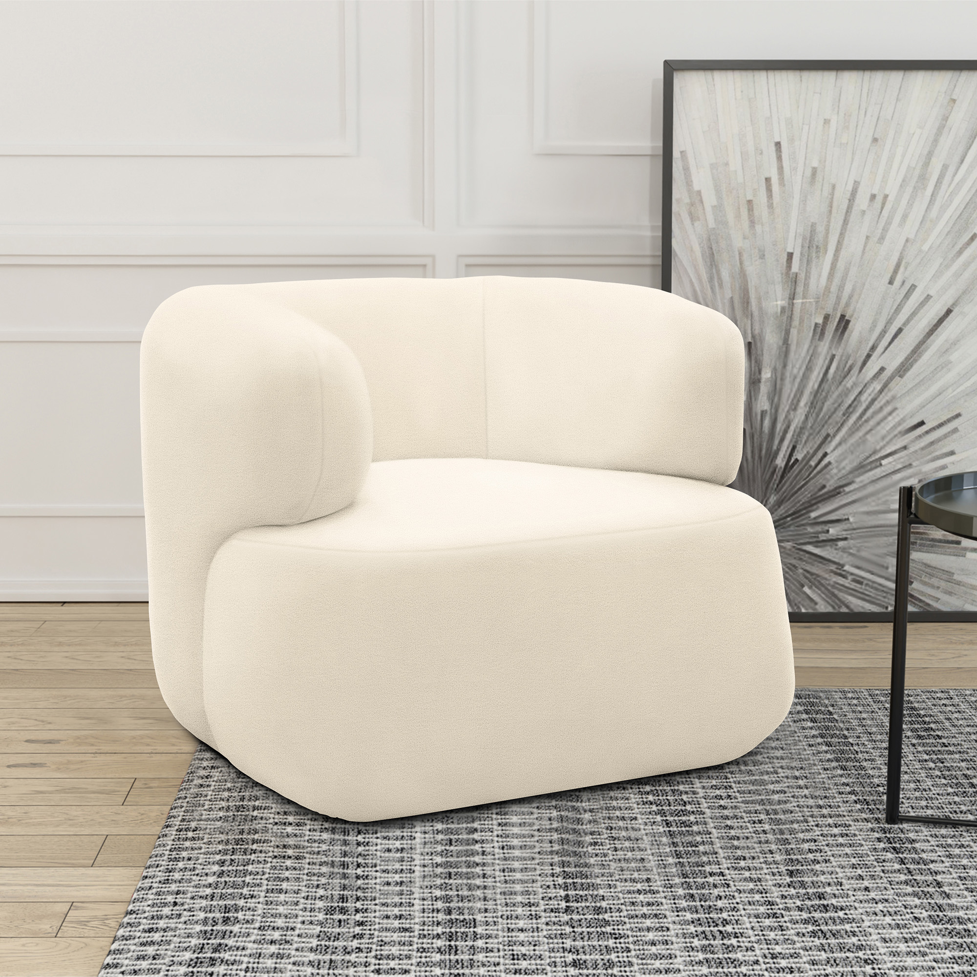 Sessel 800 012, Armsessel, Teddy-Stoff, 90 x 86 x 71 cm (BxTxH), creme