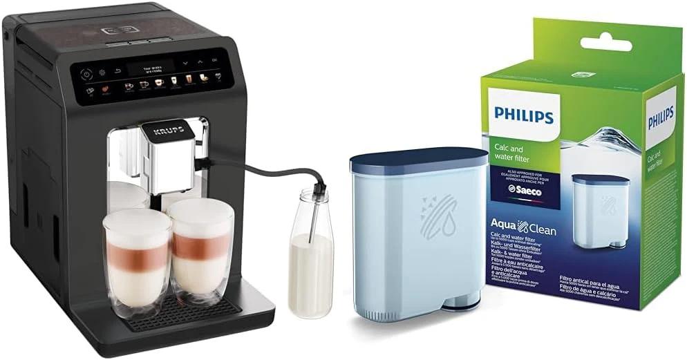 Krups Evidence One volautomatische espressomachine met melkslang, 12 dranken, 2-kops functie, kleurendisplay, koffiezetapparaat, T��V-keurmerk, zwart, EA895N10, Meteor Graphite