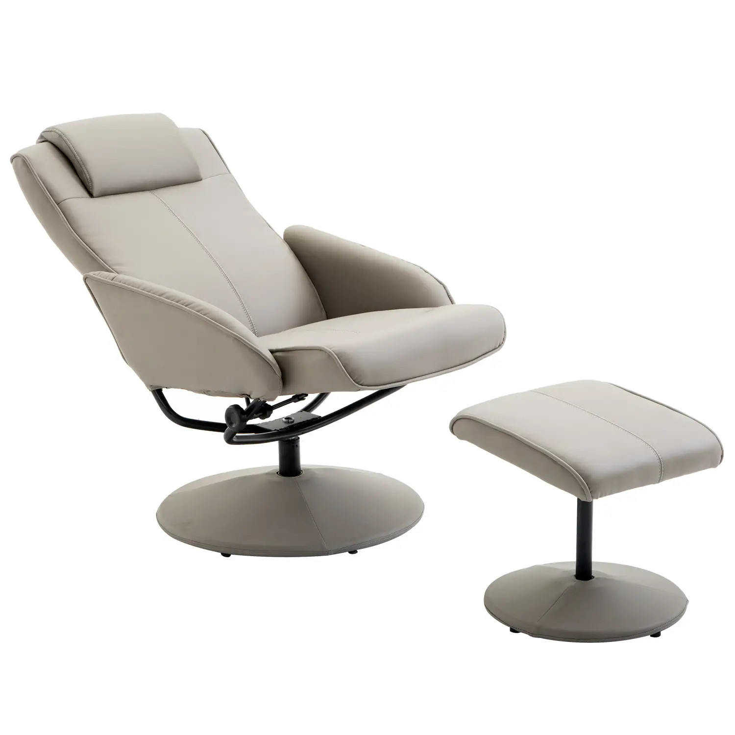 HOMCOM Relaxsessel mit Hocker ergonomisch neigbar Kunstleder Grau