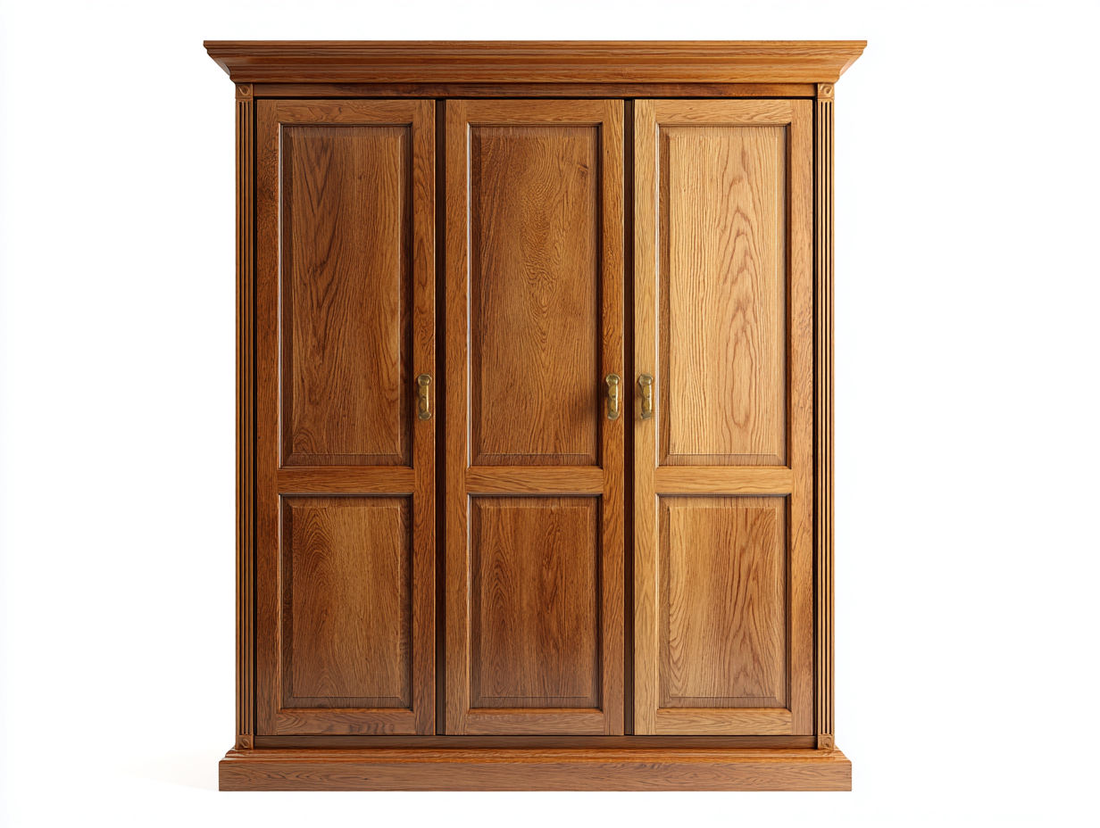 Armarios de tres puertas de madera 150x60x200 cm marrón - diseño clásico - para dormitorio