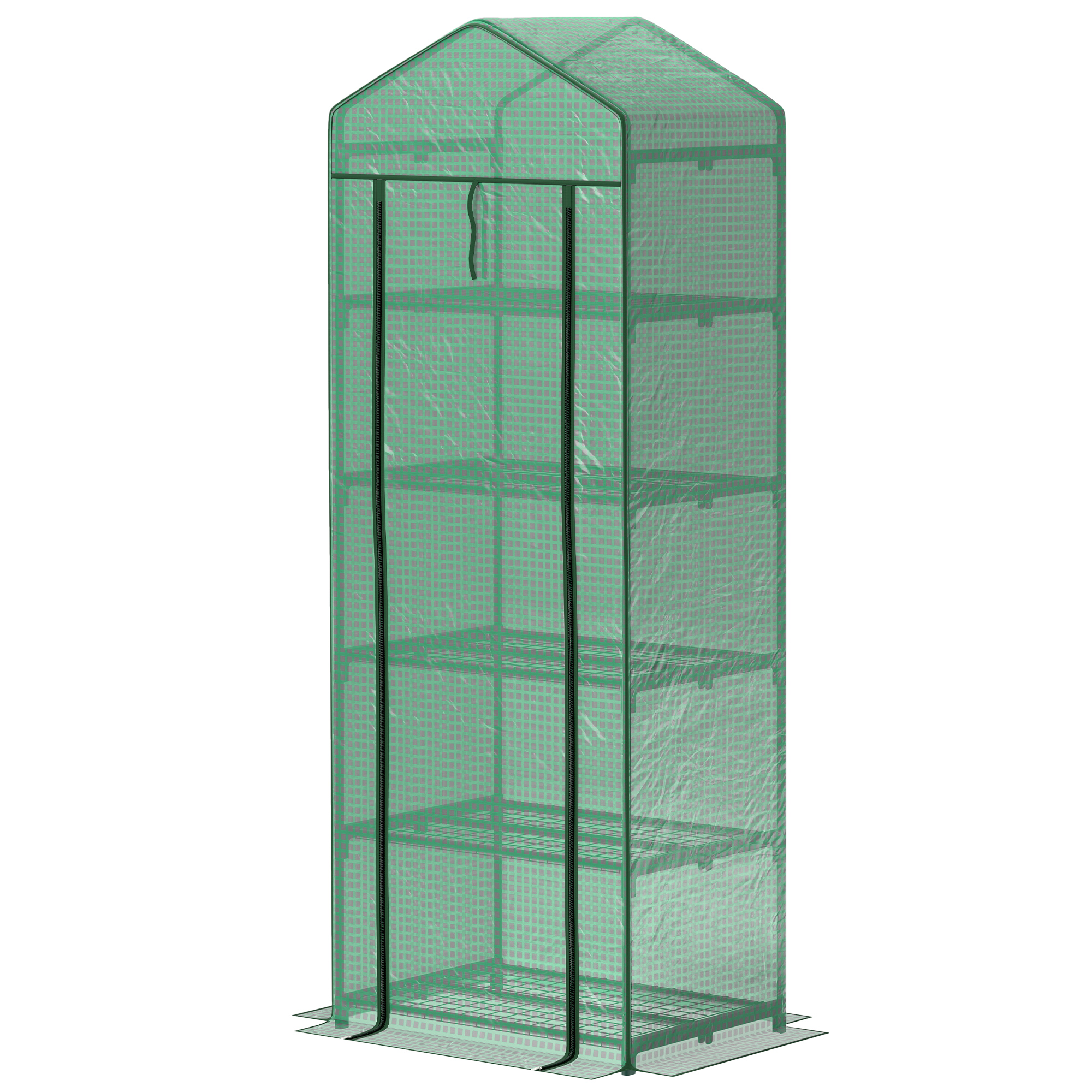 Outsunny Mini-Gewächshaus für Blumen oder Gemüse, Stahl, Kunststoff, 69L x 49B x 193H cm, Grün