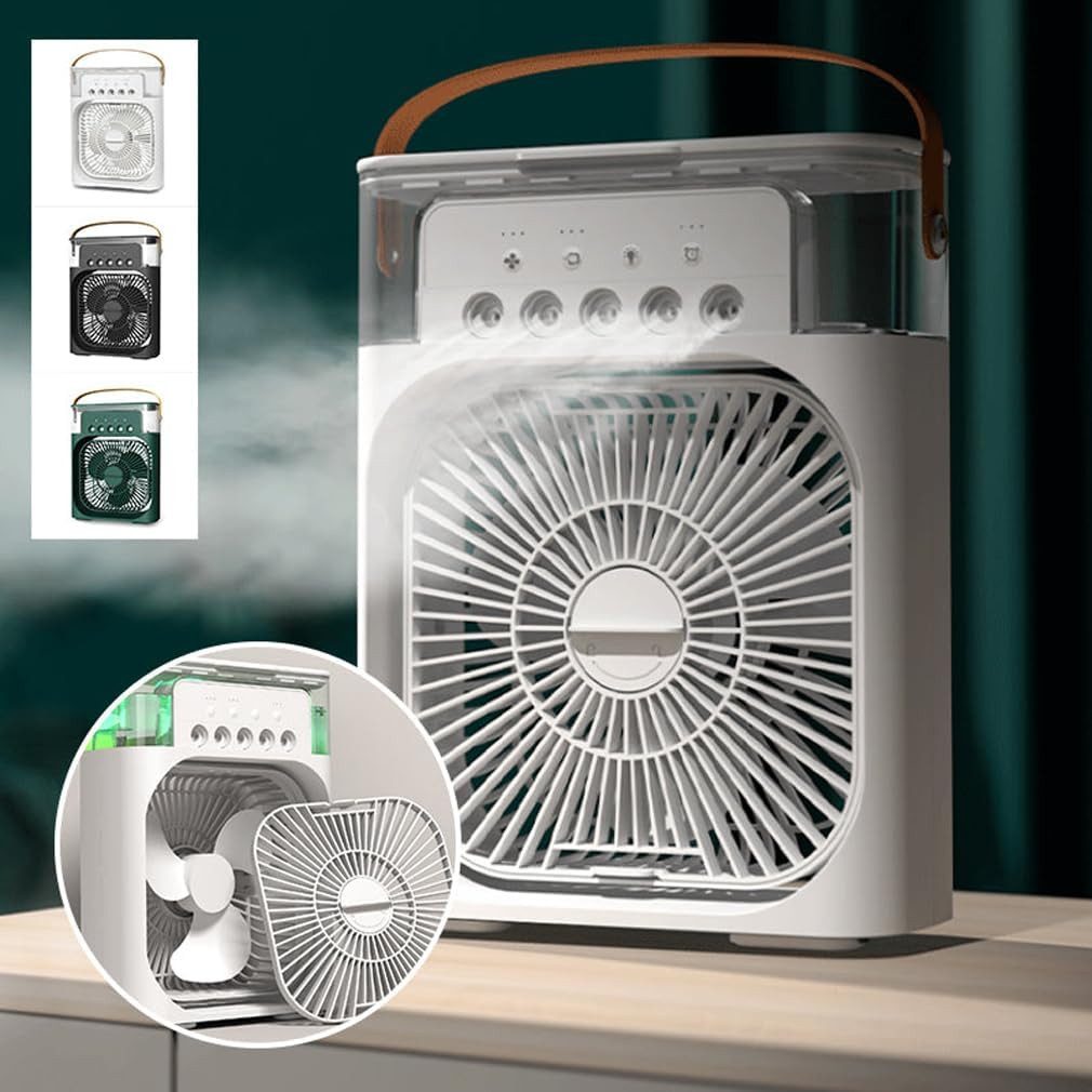 Tischventilator 3-in-1 Luftkühler, USB Ventilator mit Farblichtern.