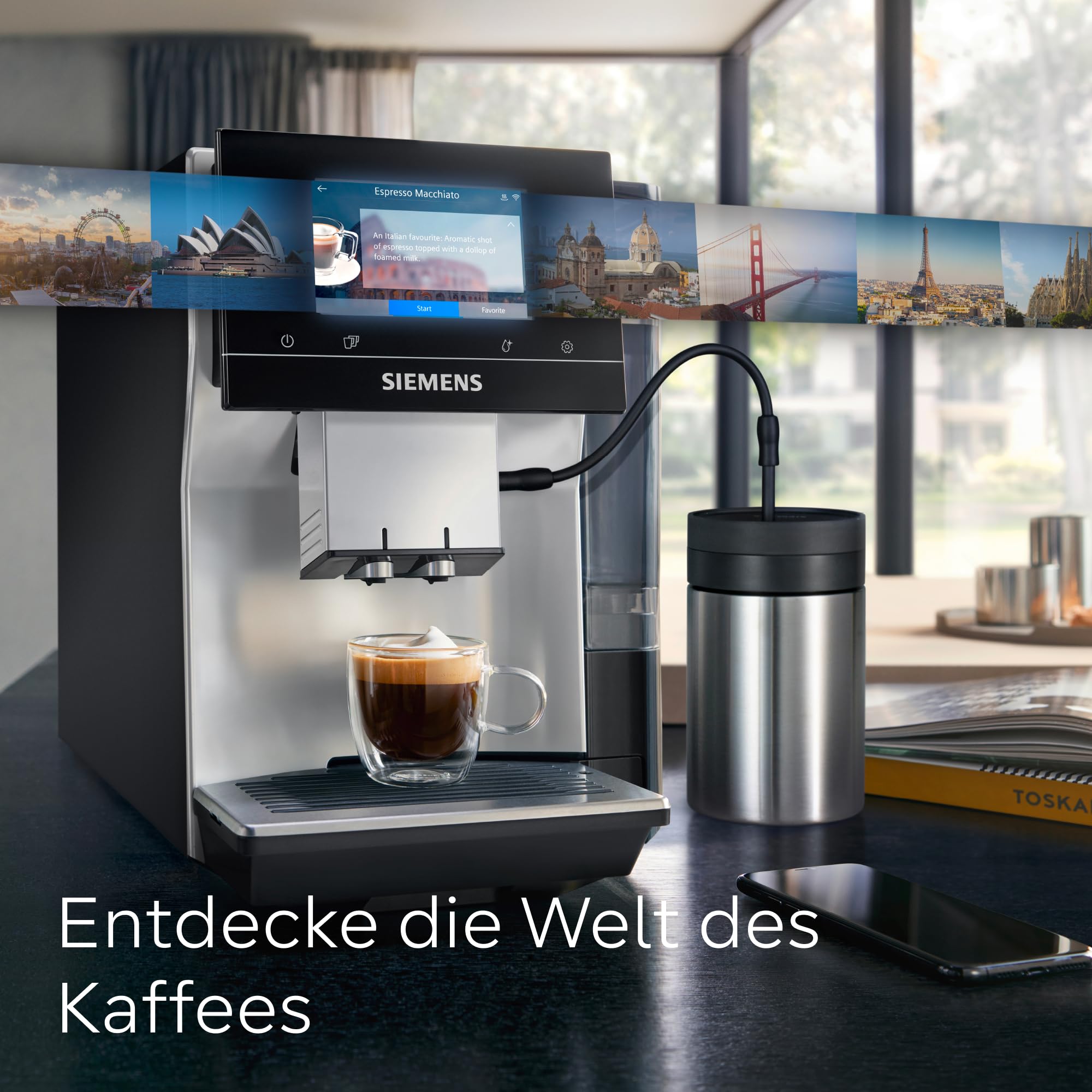 Kaffeevollautomat EQ700 classic mit 5-Zoll-TFT-Touchdisplay, 36 Heiß- und Kaltgetränken sowie Cold Brew und App-Steuerung, TP715E17