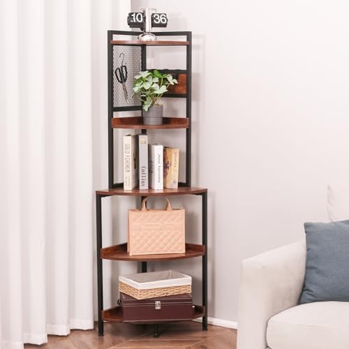 ALBAD Scaffale angolare a 5 ripiani, 150 cm, con struttura in metallo, libreria angolare in legno, espositore per piante, per bagno, soggiorno, cucina : Amazon.it: Casa e cucina