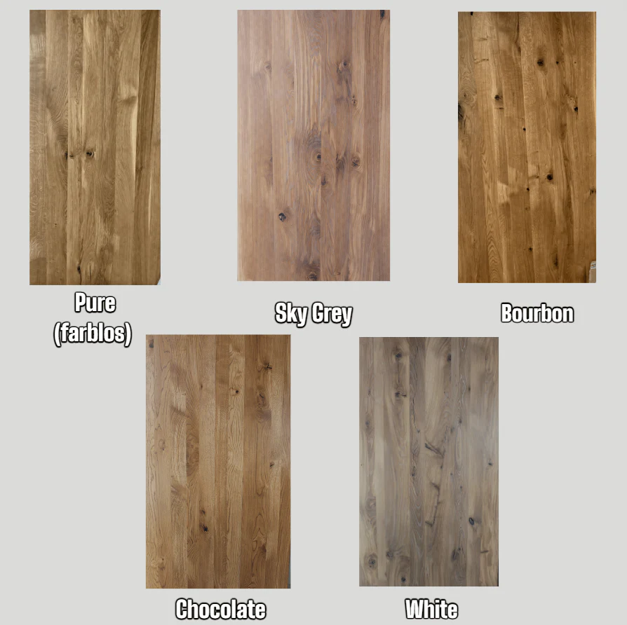 Serie UNA | Massivholztisch - nur Tischplatte ohne Gestell - Eiche - versch. Gren und Farben | Lnge: 160 - 300 cm | Breite: 90 -100 cm