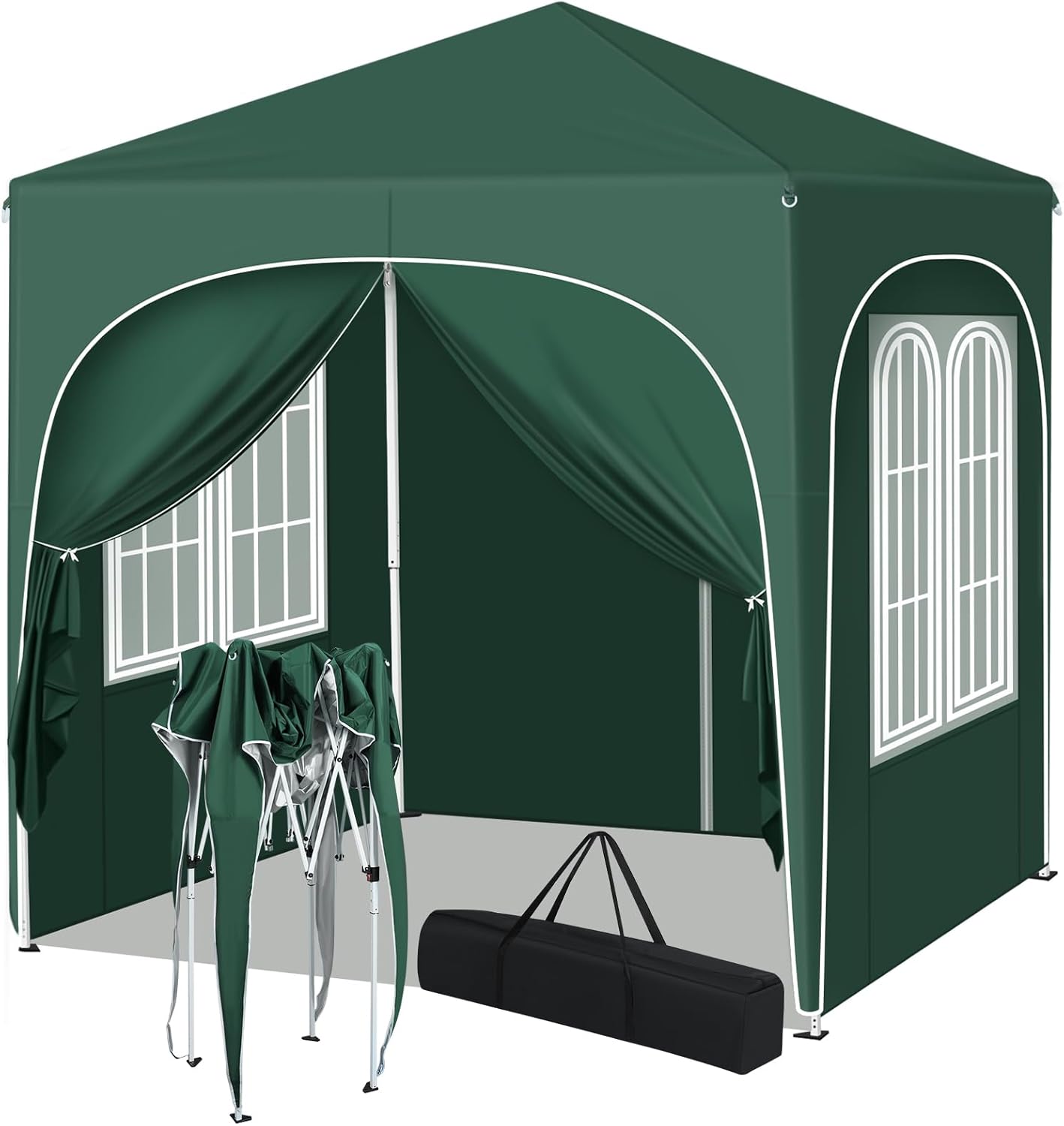 WOLTU Gazebo Pieghevole 2x2m con 4 Pareti Rimovibili - Protezione Solare UPF 50+, Struttura Metallica Anti-Vento, 3 Regolazioni Altezza, Tendone da Giardino/Campeggio/Spiaggia - Verde