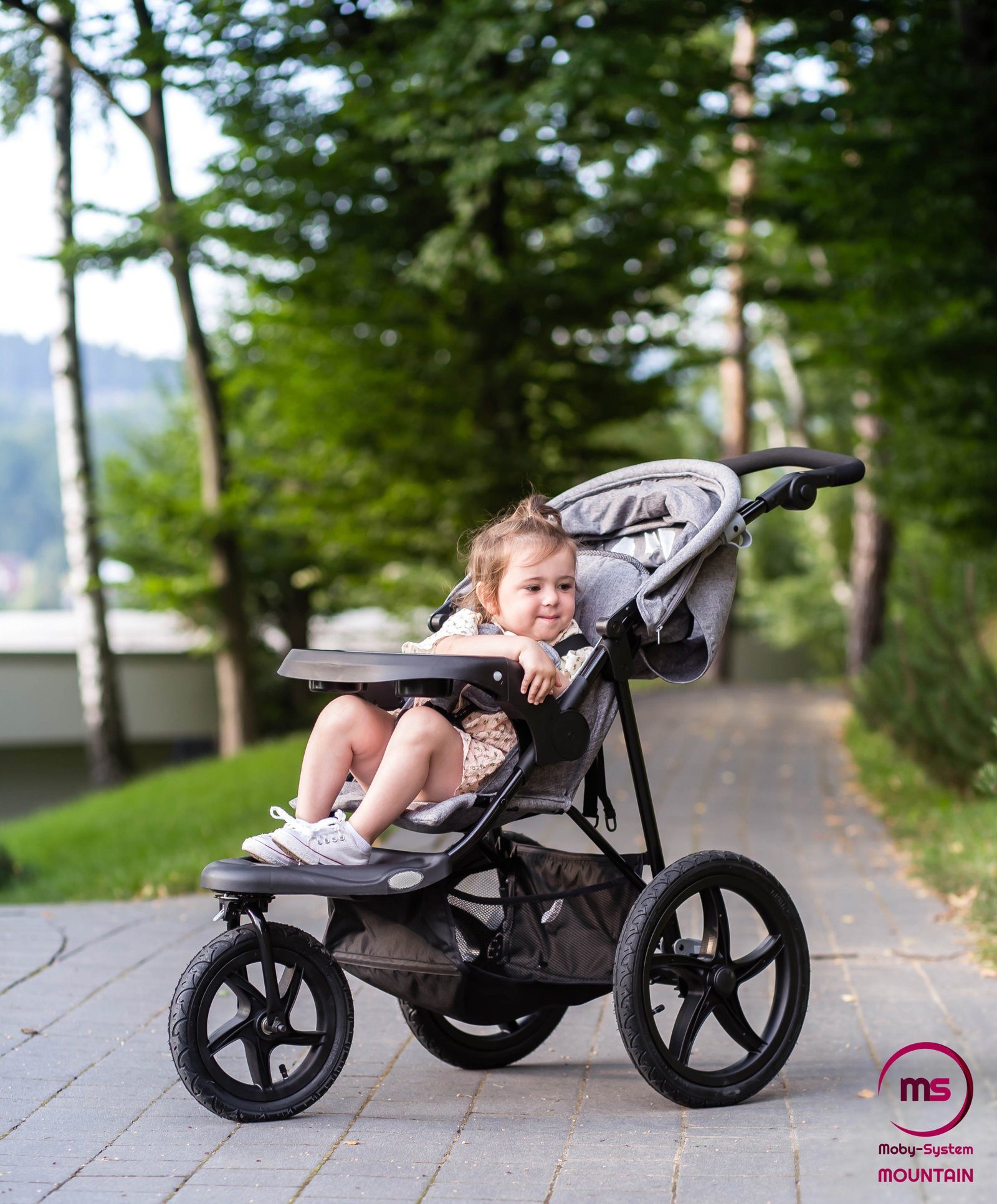 Dreirad-Kinderwagen Jogging-Kinderwagen mit Luftreifen und Verdeck - Modell: MOUNTAIN