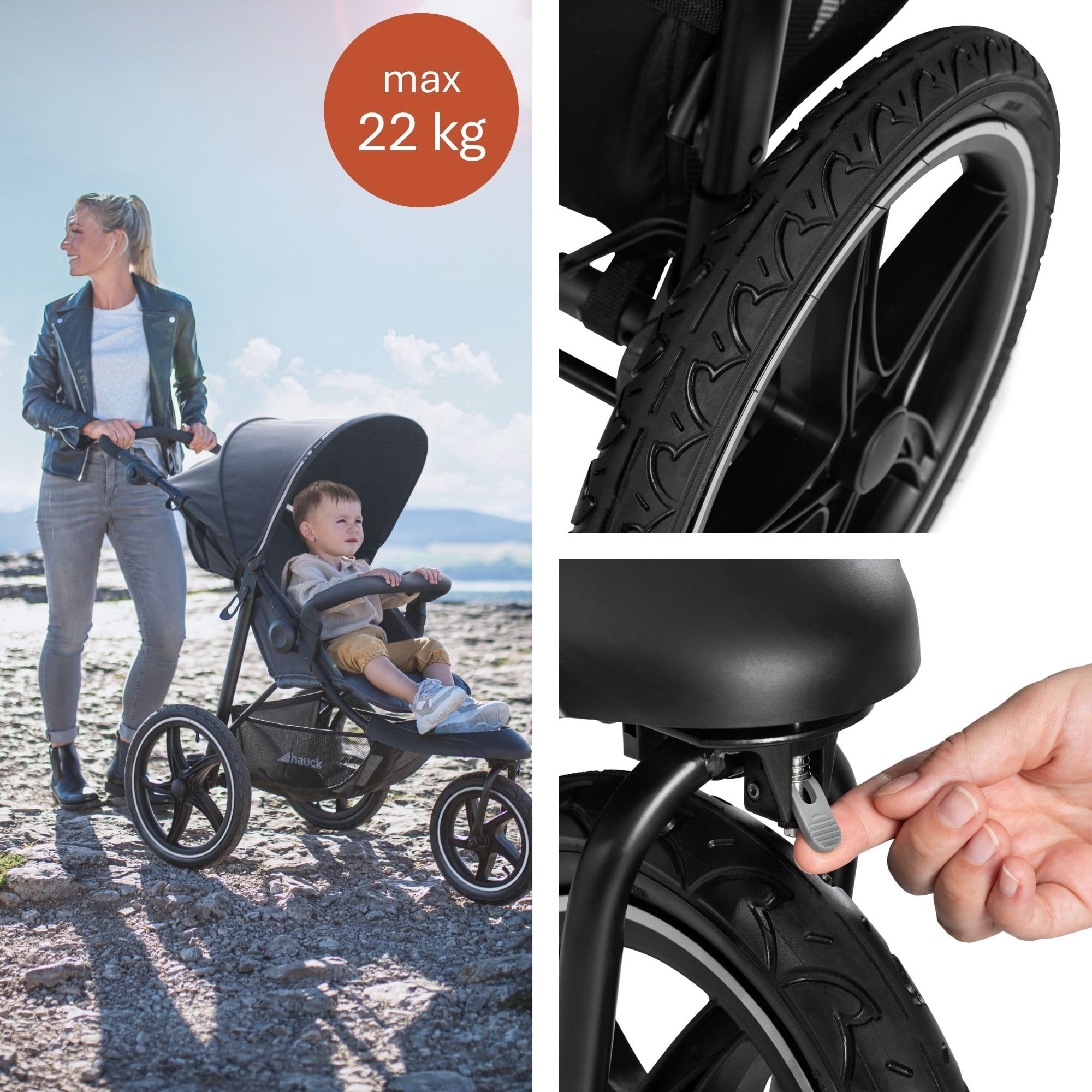 Robuster Dreirad Buggy Runner 2 mit XL Luftreifen bis 22 kg Schwarz für Kinder und Kleinkinder