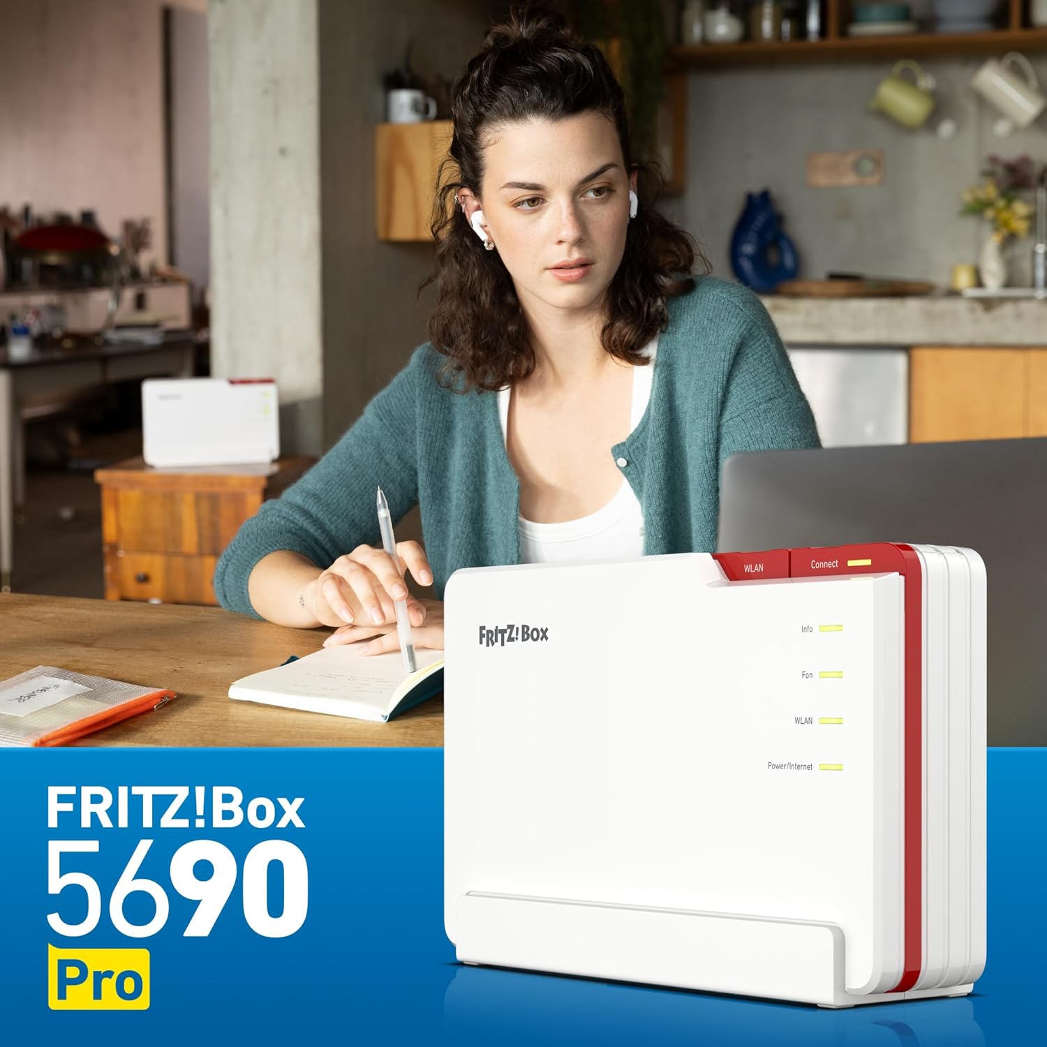 FRITZ!Box 5690 Pro, Premium Modem Router Wi-Fi 7 Tri Band (2.4 GHz, 5 GHz, 6 GHz) Fino a 18.500 Mbit/s, per FTTC E/VDSL, ADSL e Fibra Ottica con ONT, 1x Wan 2,5 Gb, 4x Lan Gb, Zigbee, Mesh