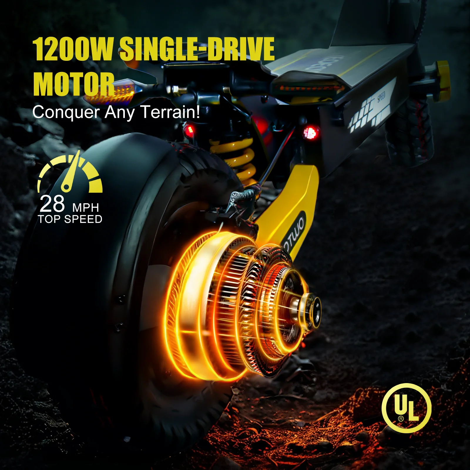 Off Road Electric Scooter for Adults, 1200W Motor Fast E Scooter, Up to 28MPH Top Speed & 20Miles Long Range, 11