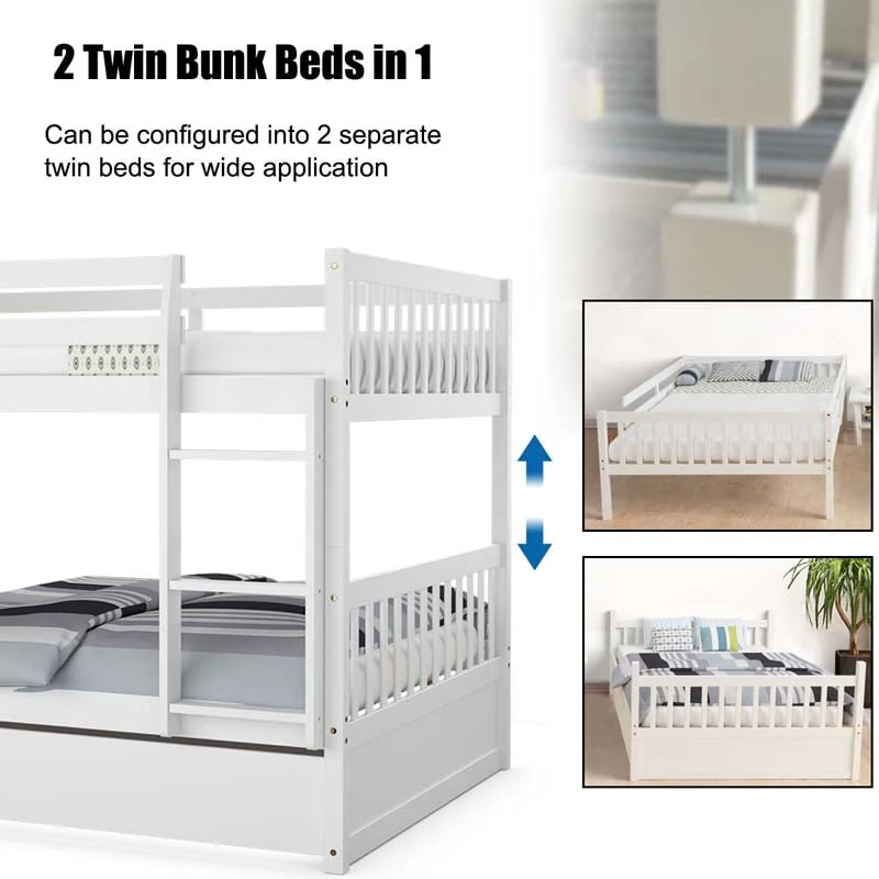 Eletriclife Full over Full Bunk Bed Platform Wood Bed