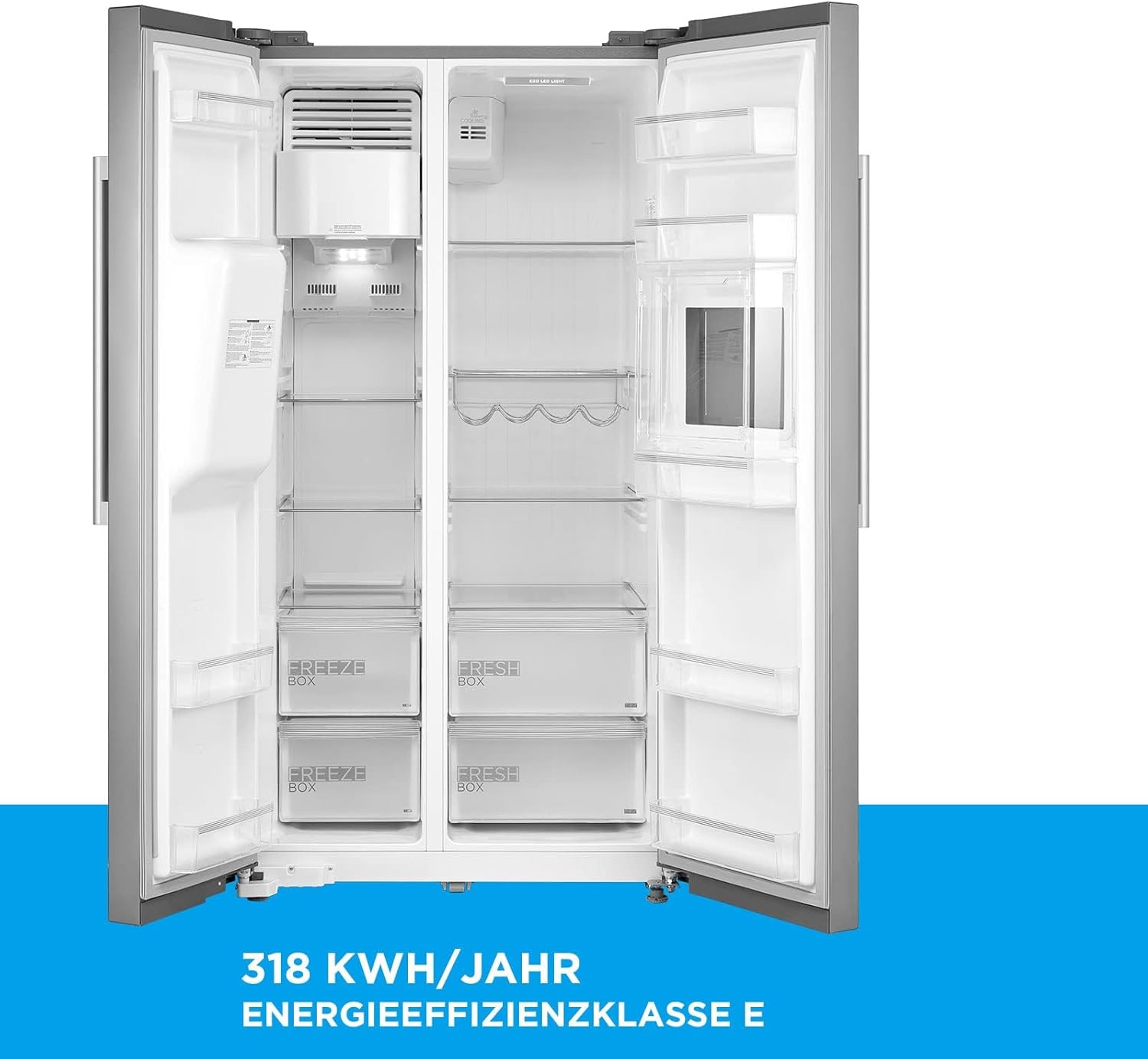 Midea KS-DDX 6.32 WT Side-by-Side Kühl-/Gefrierkombination/ 178,8 cm Hhe/ 254 kWh/Jahr/No Frost/Dual Inverter Compressor/mit 3in1 Wasser-/Eisspender und Wassertank, Dark Inox