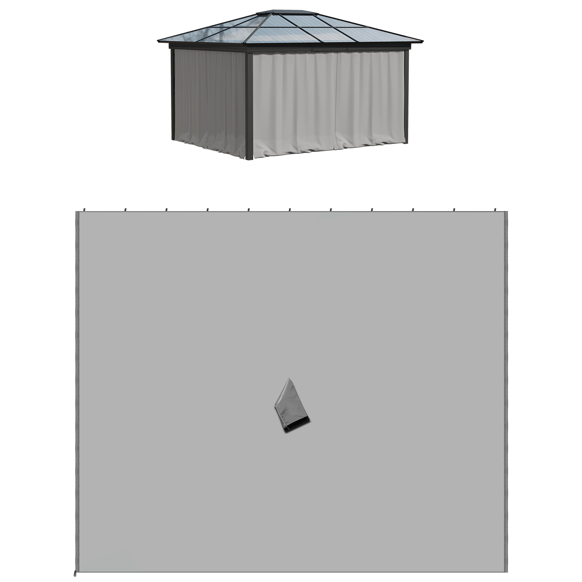 Outsunny Ersatzvorhang für Pavillon, 4er-Set, für 3x3m Pavillons, 302x205cm, Hellgrau