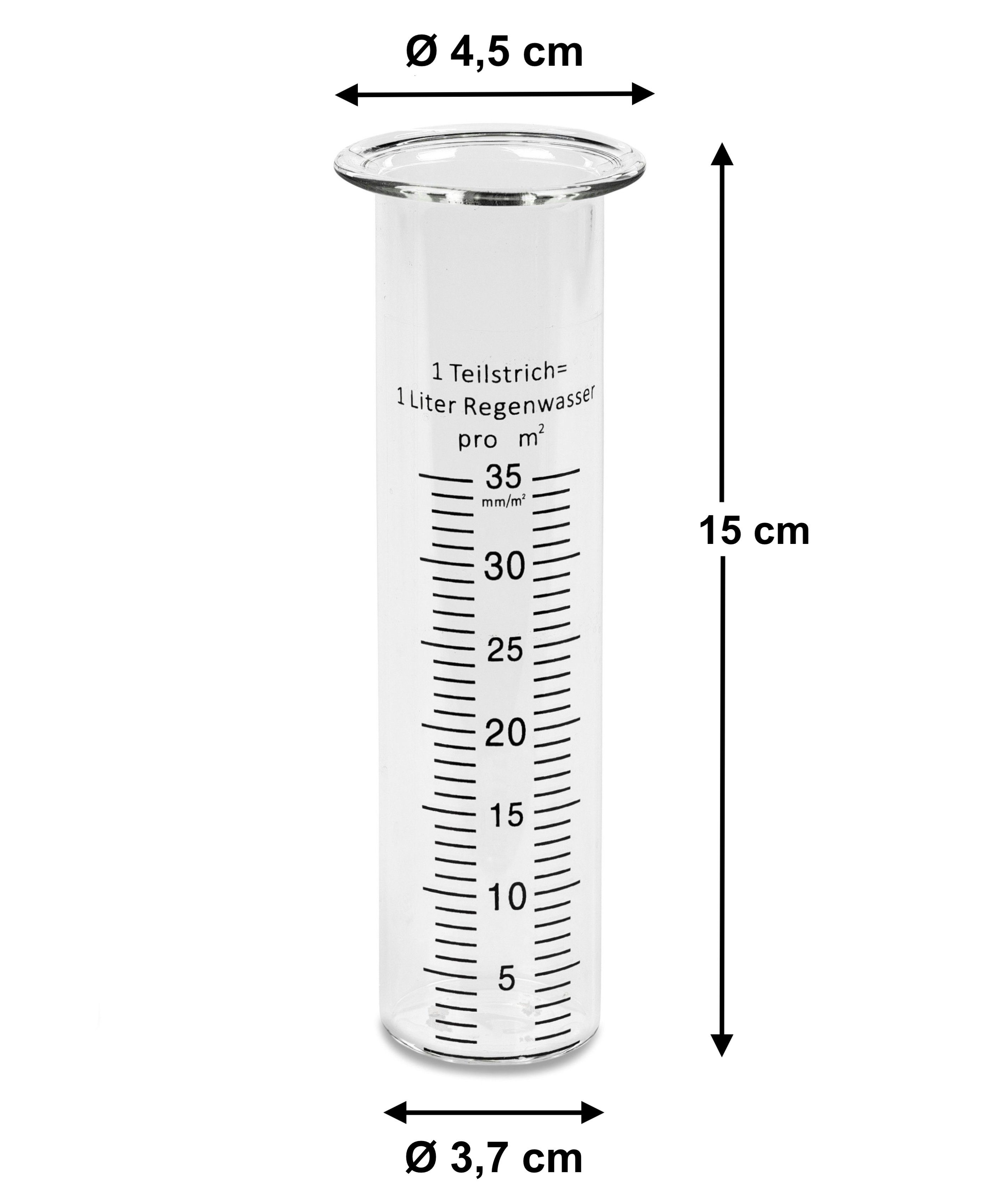 Regenmesser Glas 15 cm bis 35 mm/m² Ersatzglas für Niederschlagsmesser