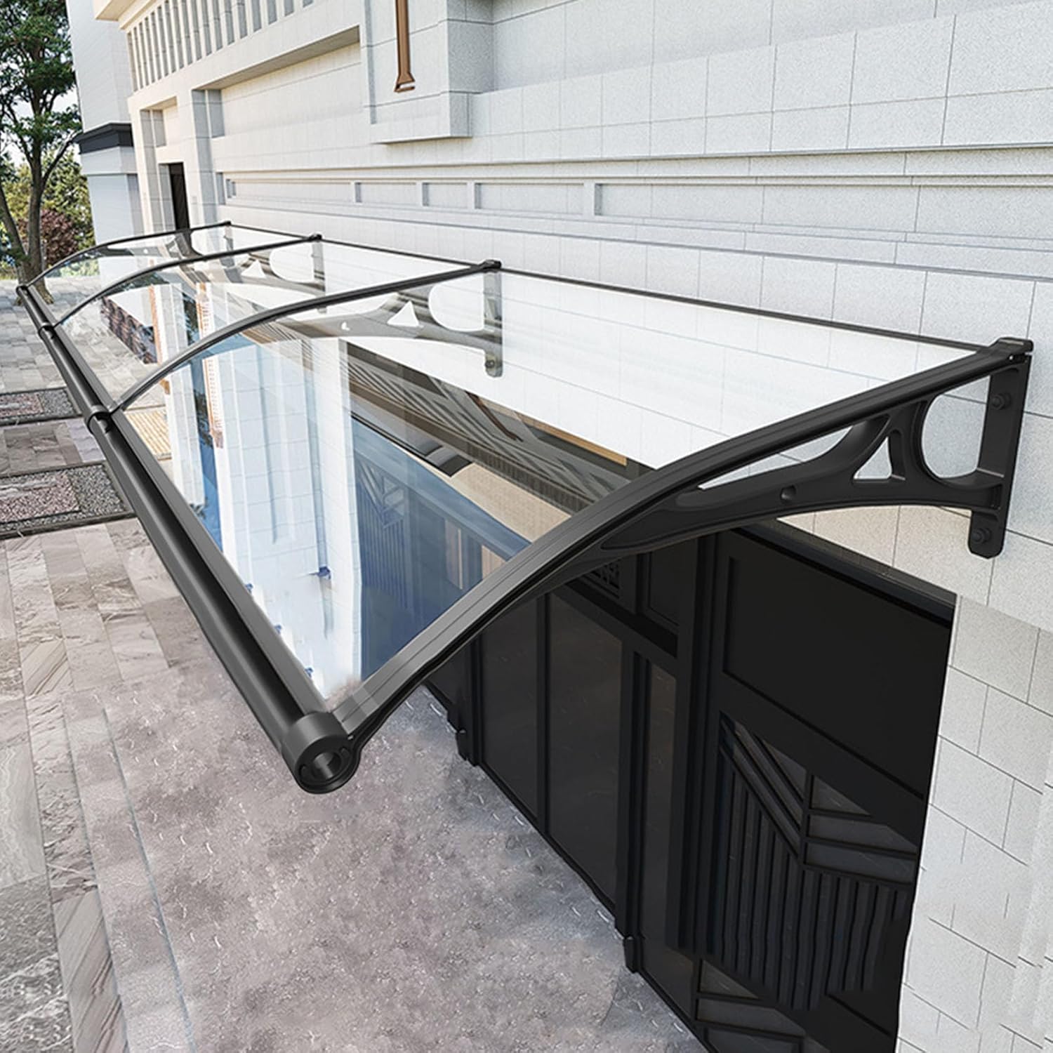 Canopy Covers, Outdoor Canopy with Aluminium Bracket, High Transparency PC Panel Door Entrance Tent Rain and Snow Protection, 150 x 400 cm/59 x 158 in
