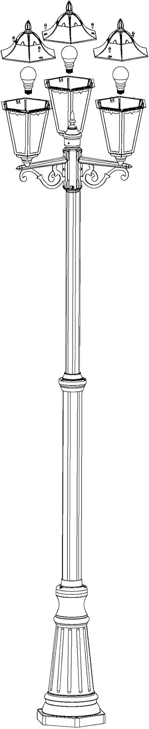EGLO Außen-Stehlampe Navedo, 3 flammige Außenleuchte, Stehleuchte aus Aluguss und Glas, Farbe: Schwarz, silber-patina, Fassung: E27, H: 220 cm, IP44