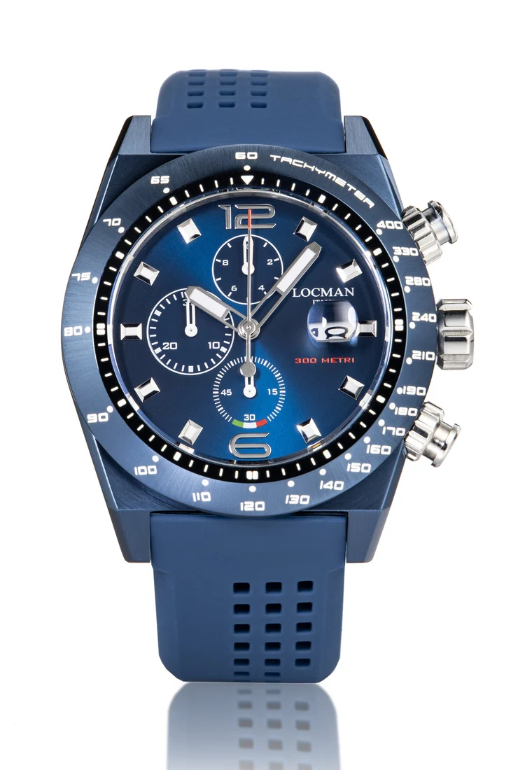 Orologio Locman Stealth 300mt crono PVD blu 0219B02A-BLBLNKS2B