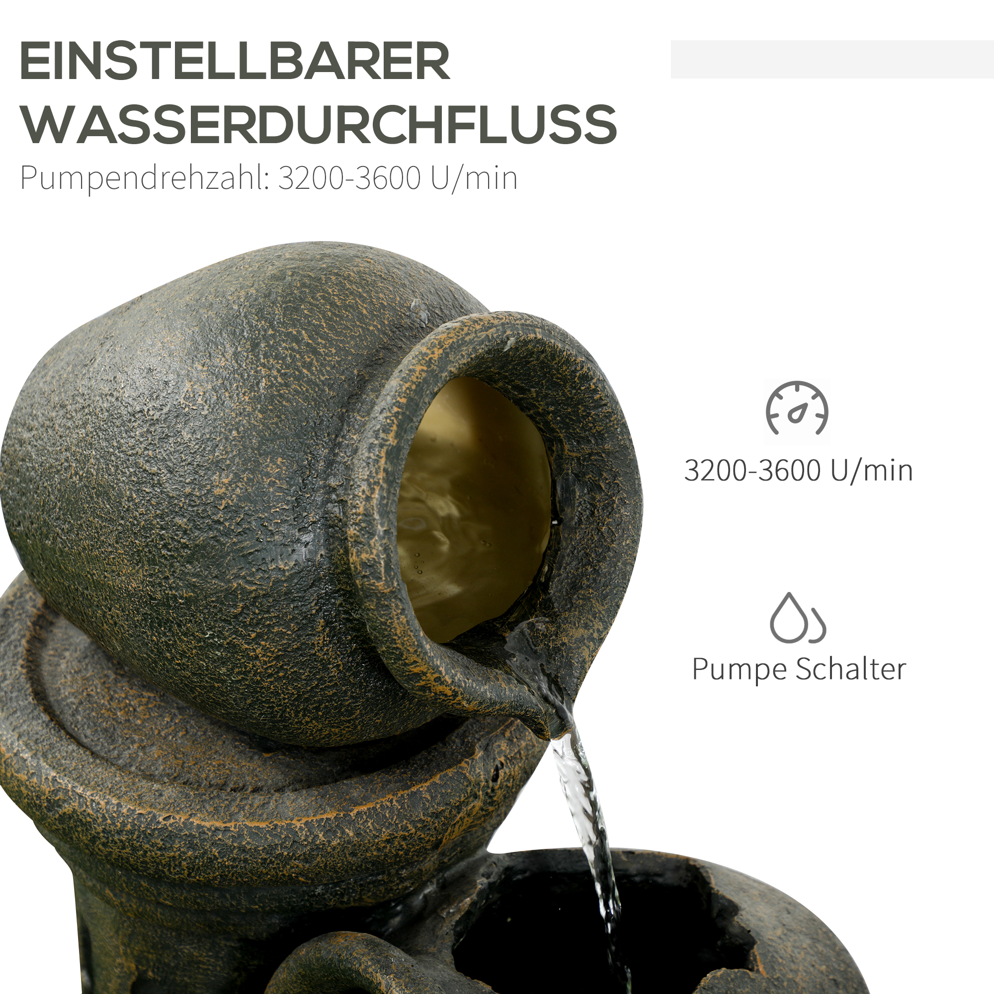 -fontein, verstelbare stroom tuinfontein, sierfontein