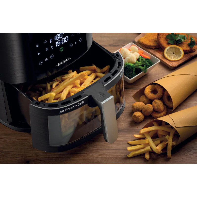 Friggitrice ad aria 9L 1500W - 8 programmi - Cestello trasparente - Nero