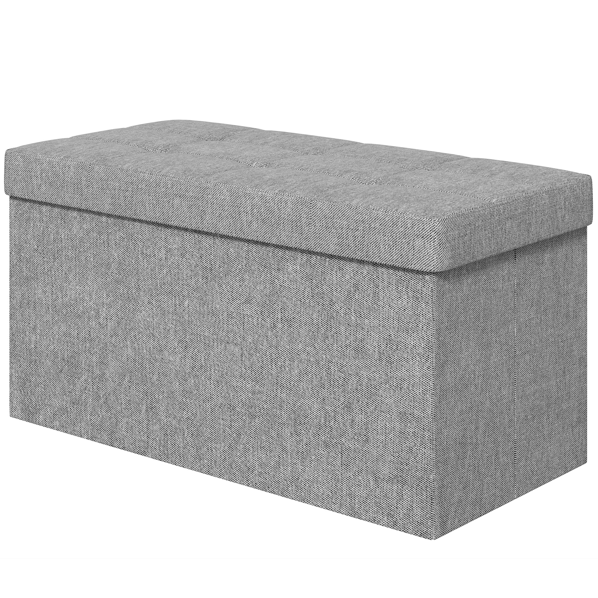 HOMCOM Aufbewahrungshocker, faltbar, am Bettende, Fußhocker mit Deckel 76L x 38B x 38H cm hellgrau
