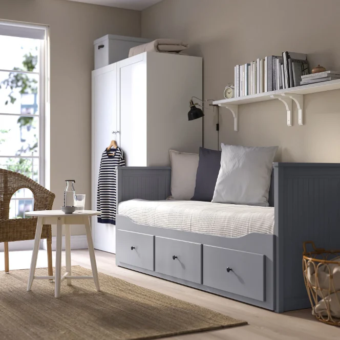 Letto divano IKEA HEMNES con 3 cassetti – Grigio, 80 x 200 cm, salvaspazio e versatile