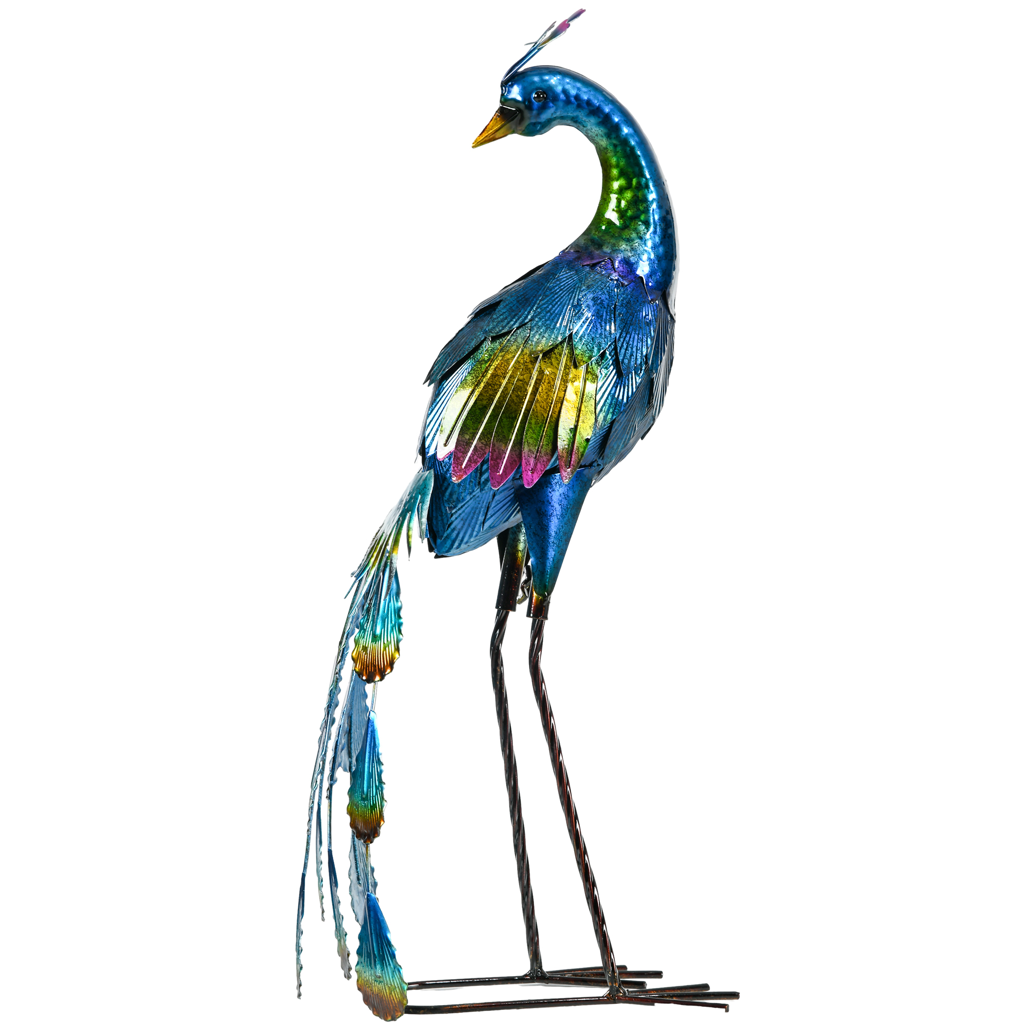 Outsunny Gartenstatur Gartendekoration Pfau, 25 x 29 x 59 cm, Mehrfarbig