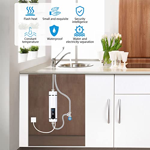 Mini Scaldacqua Istantaneo, Scaldabagno Elettrico Istantaneo Riscaldamento dell'acqua Tankless per Bagno Cucina, Display della Temperatura a LED, 220 V, 3500 W : Amazon.it: Fai da te