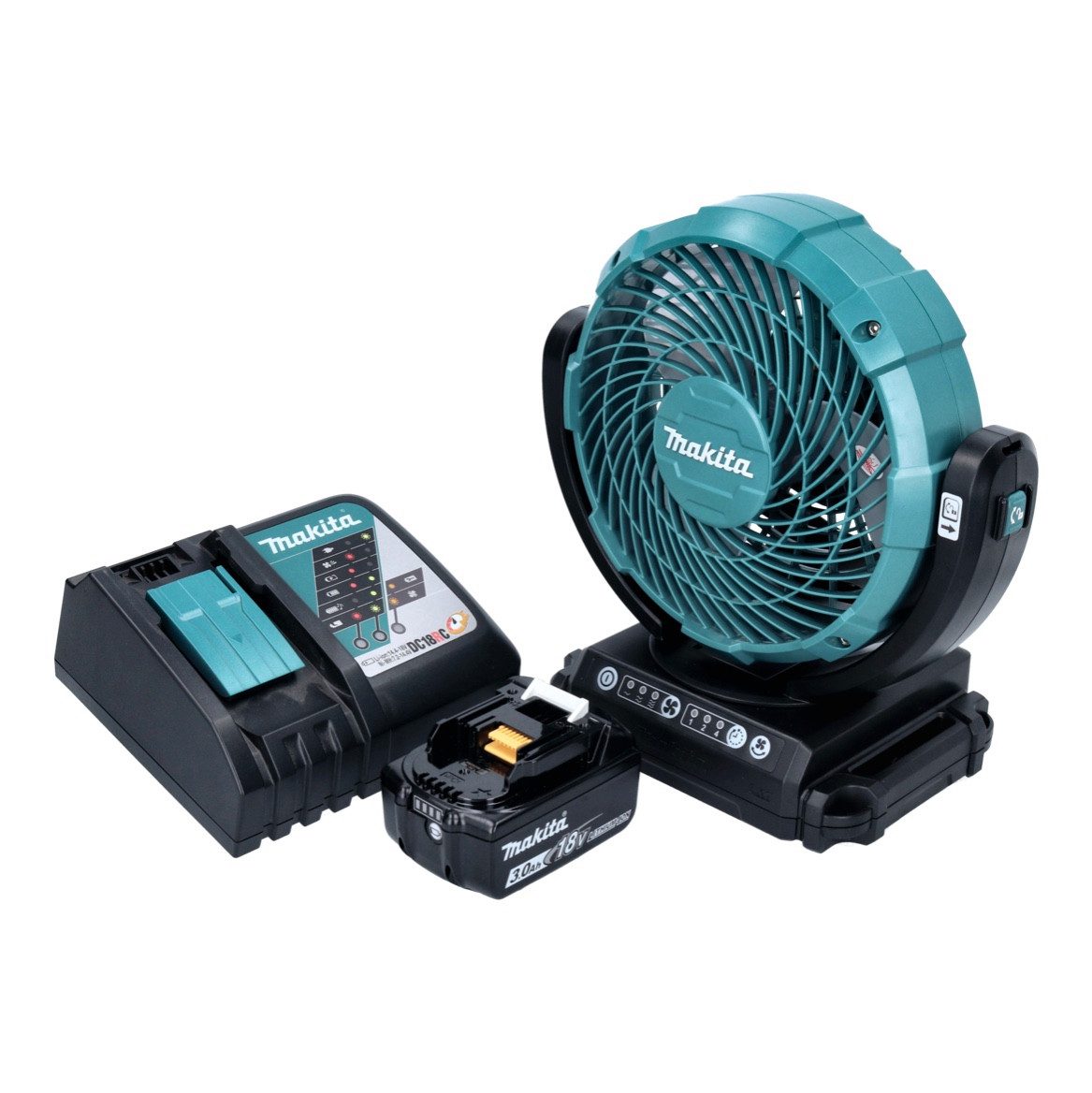 Akku-Standventilator DCF 102 RF1 Akku Ventilator Lüfter 18 V 18 cm + 1x Akku 3,0 Ah + Lade