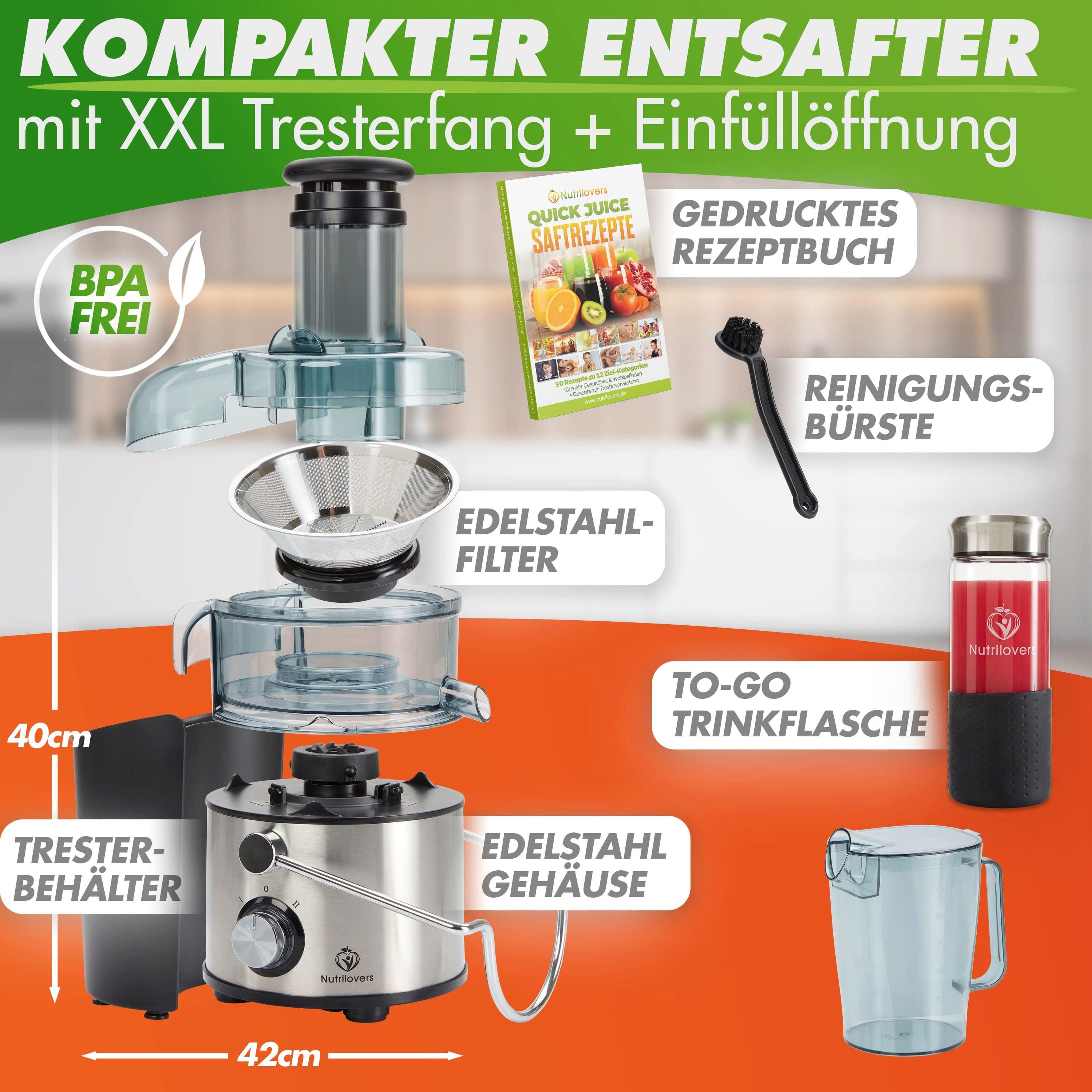 Zentrifugenentsafter Entsafter - XXL Einfüllöffnung - Gesunde Säfte - Edelstahl