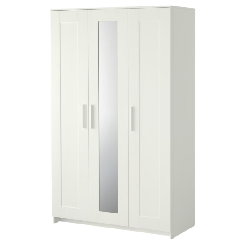 2025 IKEA BRIMNES kledingkast met 3 deuren C Wit, 117 x 190 cm, met spiegel en verstelbare planken