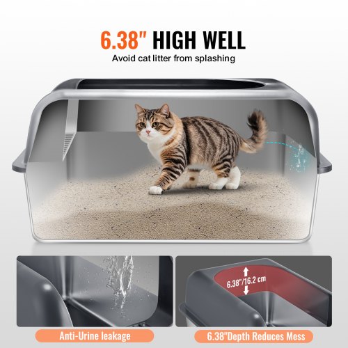 VEVOR 152,4mm Katzentoilette offene Katzenklo Katzen WC Schalentoilette 60L