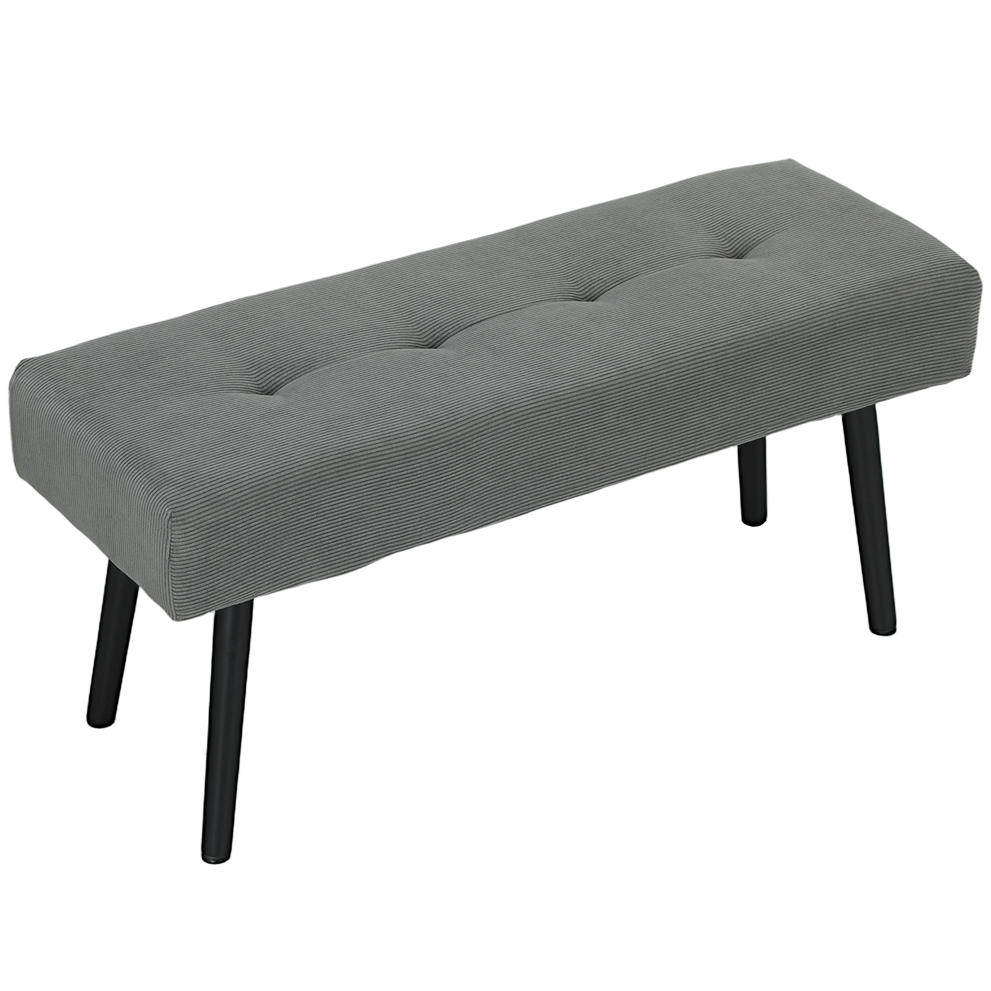 HOMCOM Sitzbank Polsterbank mit Cordbezug, Bettbank mit Metallbeine, Schuhbank 100 x 36 x 45 cm Grau