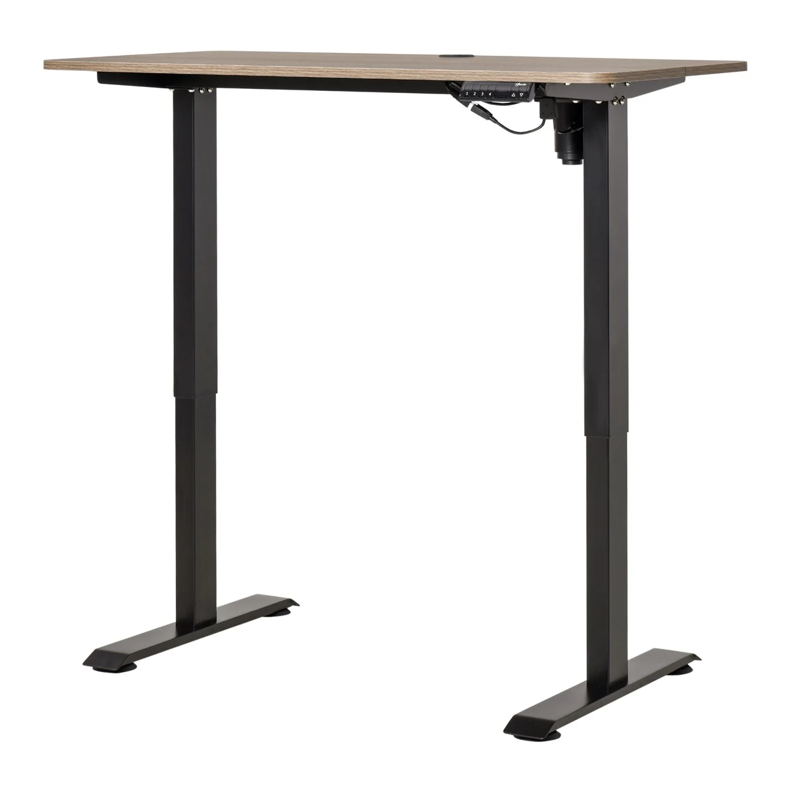 Easycomfort Scrivania Sollevabile a 4 Altezze con Design Anticollisione, Scrivania Porta PC con Regolazione Elettrica, Metallo Nero Legno Teak