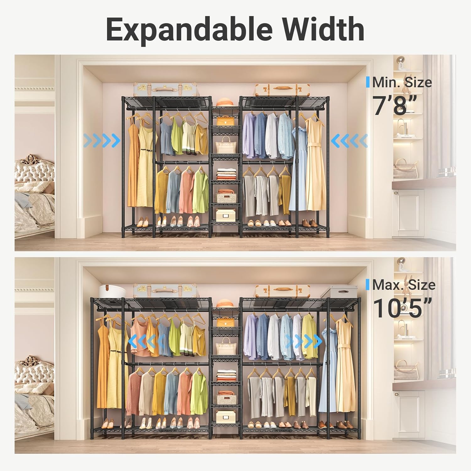VIPEK X5 Extra Large Expandable Clothes Rack Adjustable from 7'8