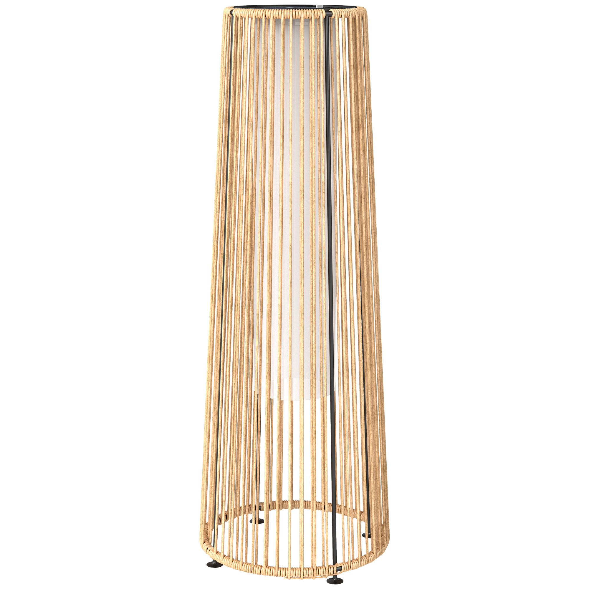 Outsunny LED-Gartenlaterne im kolonialen Stil Ø 21,5 x 61H cm geflochtene Korbware beige