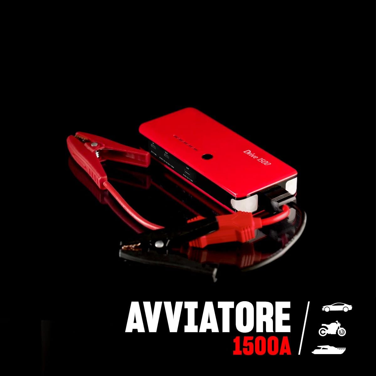Telwin Drive 1500 Avviatore Booster Multifunzione 12V per Auto Moto Barche, 1500A + Powerbank