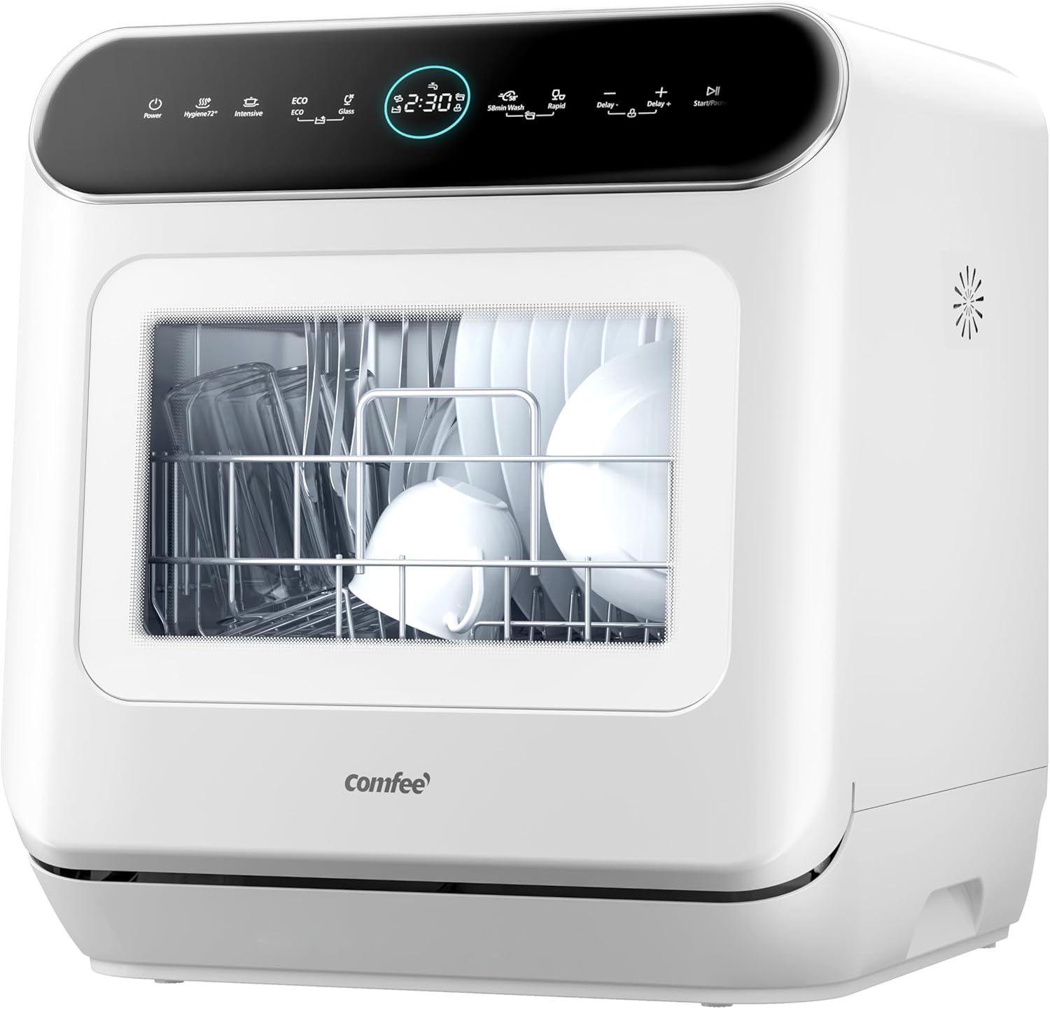Mfd42S110W-It Lavastoviglie A Libera Installazione Con 3 Coperti, 7 Programmi, Tocca Controllo, Display A Led, Avvio Ritardato E Funzione Di Lavaggio Fuori Stagione, Bianco