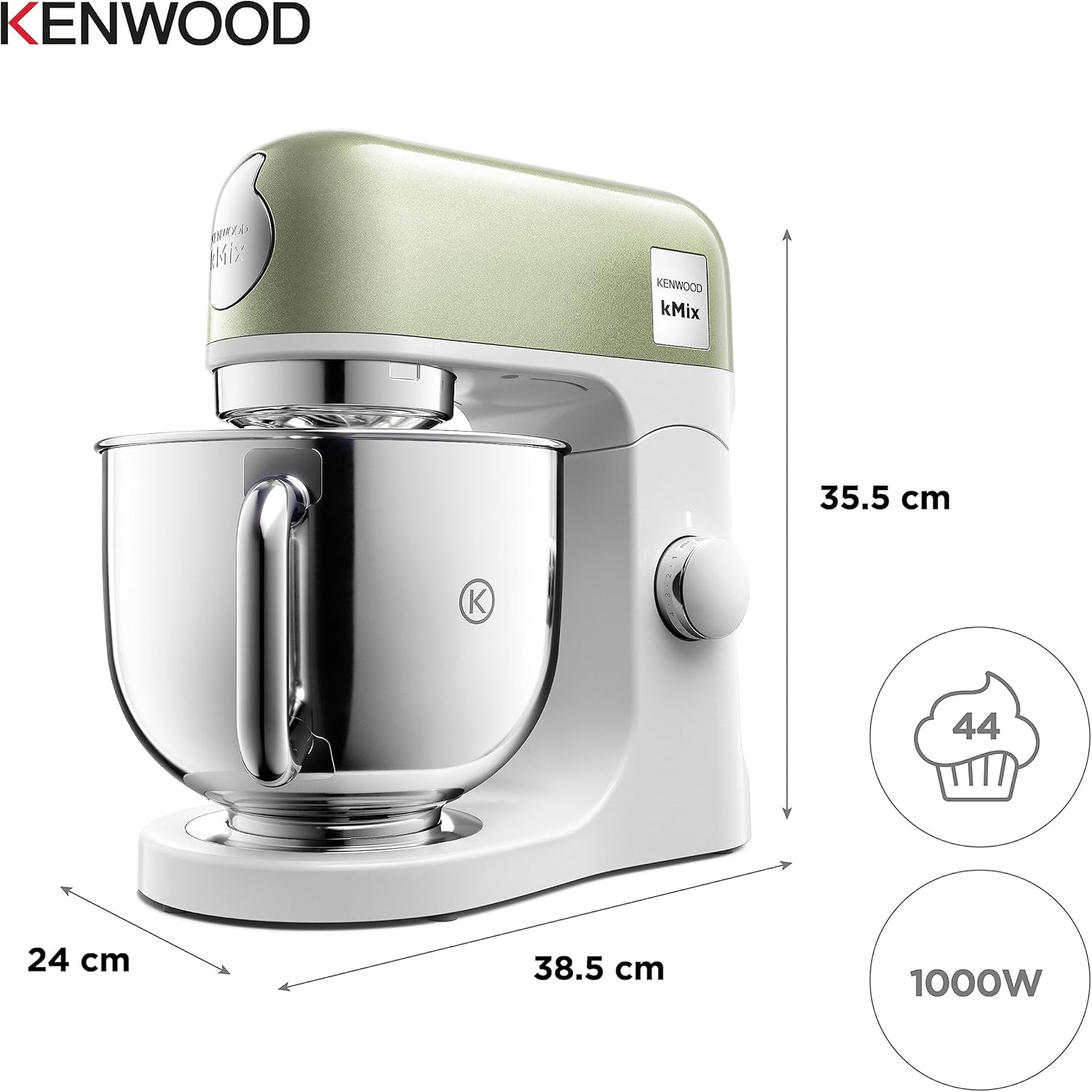 Kenwood kMix KMX750RD Küchenmaschine, 5 l Edelstahl Schüssel, Safe-Use-Sicherheitssystem, Metallgehuse, 1000 Watt, inkl. 3-Teiligem Patisserie-Set und Spritzschutz, Rot