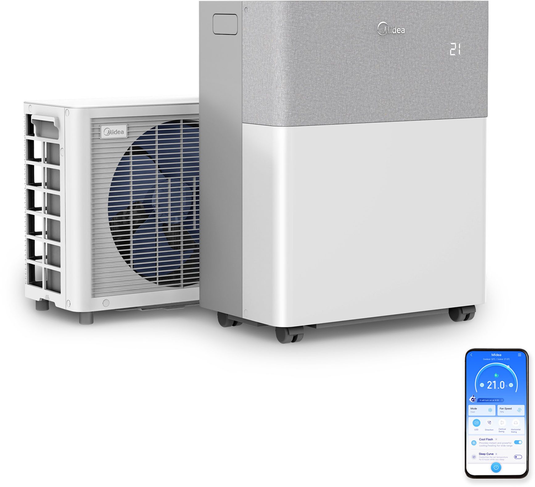 Klimagerät PortaSplit, 4-in-1 mobile Klimaanlage, Kühlen, Heizen, etc