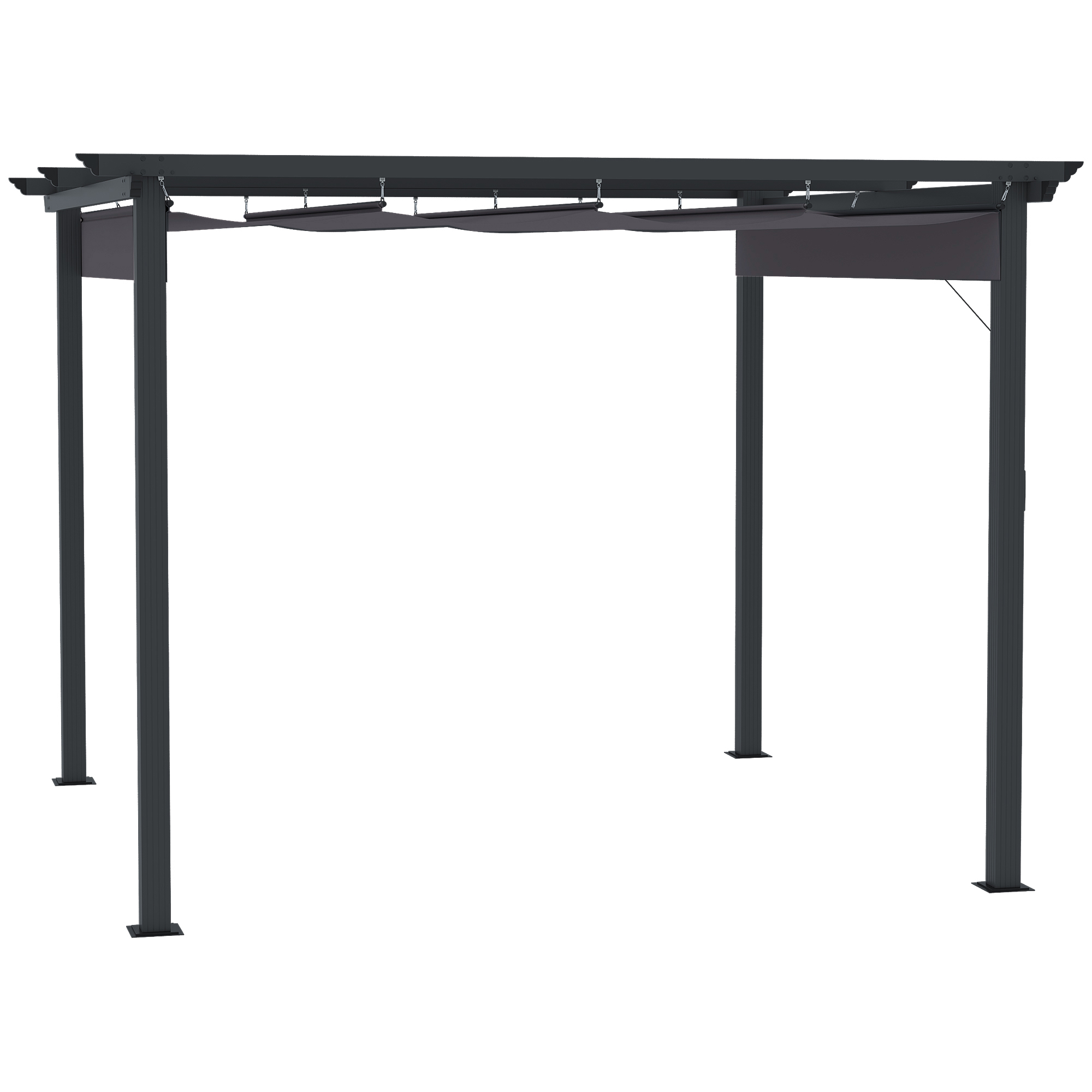 Outsunny Pergola 3 m x 3 m, mit Schiebedach, wetterbeständig, Aluminium, Schwarz