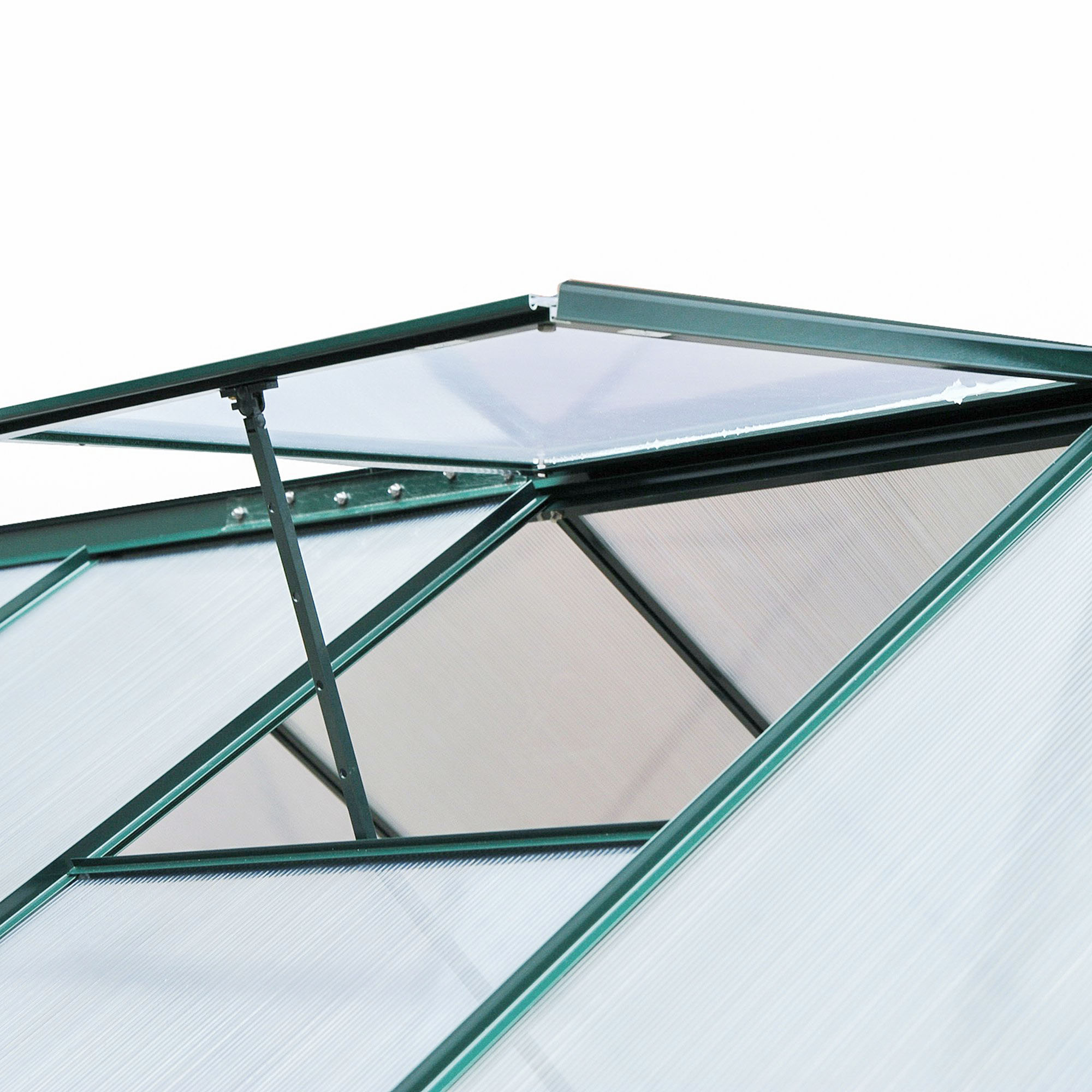 Outsunny kas met polycarbonaat behuizing en dakklep, 190x 252 x 201 cm