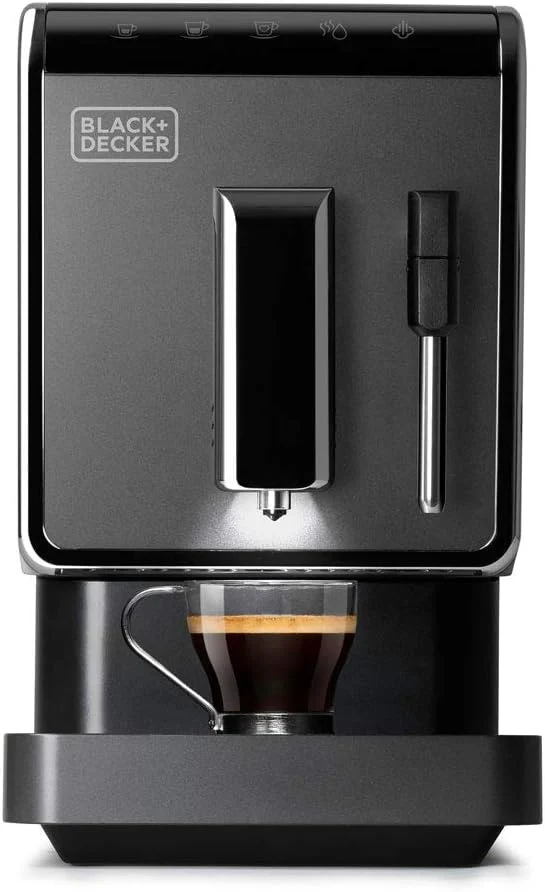BLACK+DECKER Kaffeevollautomat, 1.470 W, Schwarz, BXCO1470E -, Touchscreen-Bedienfeld, Personalisierbare Kaffeeoptionen