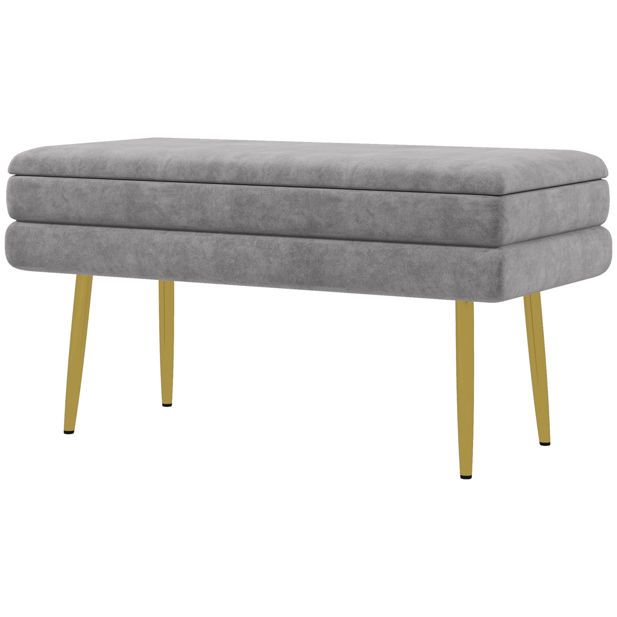 HOMCOM Bettbank mit verstecktem Stauraum, aus Stahl und Polyester, 79,5x37,5x43 cm, Grau