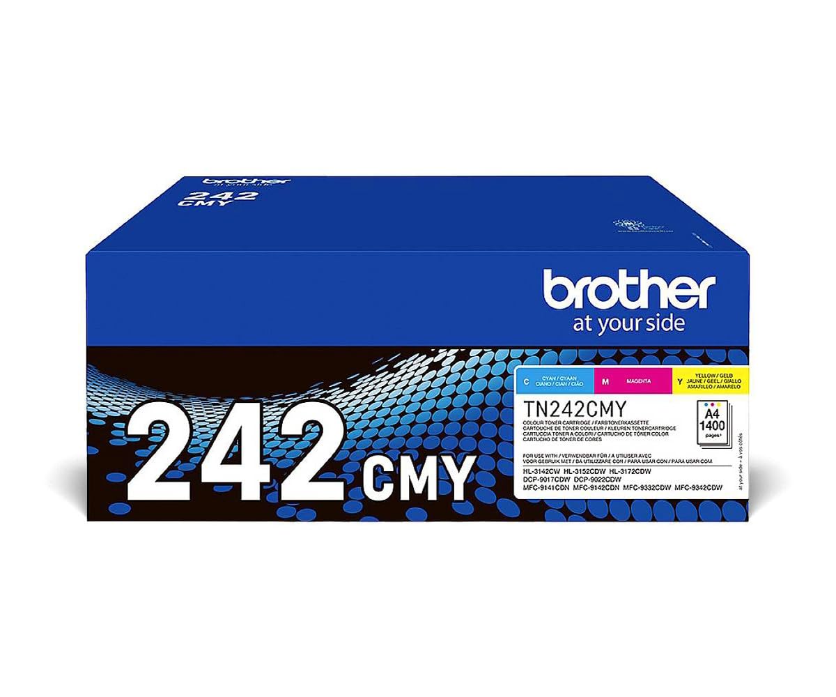 Original Toner TN-242CMY Multipack mit 3 Tonerkartuschen in Cyan, Magenta und Gelb, je ca. 1.400 Seiten, für DCP-9017CDW, DCP-9022CDW, HL-3142CW