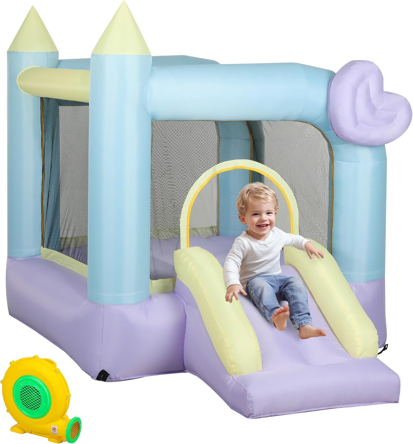 AIYAPLAY Inflatable Castle for Children with Slide and Blower, Inflatable Play Castle for Indoor and Outdoor Garden with Jumping Area and Repair Kit, Age 3-8 Years, 250 x 165 x 200 cm
